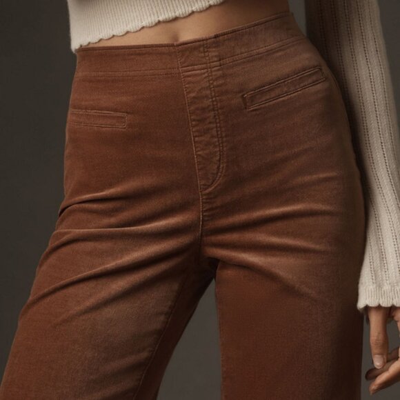 Anthropologie Pilcro Pants Pull-On Mid-Rise Velvet Retro Flare Jeans 70s size 28 - Picture 15 of 16